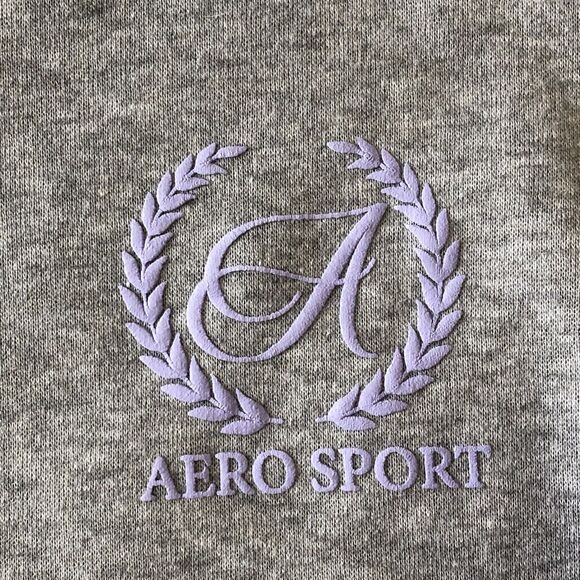 Aeropostale Aero Sport Fleece Crop Hoodie Kangaroo Pocket Drawstring Waist Large - Picture 10 of 13